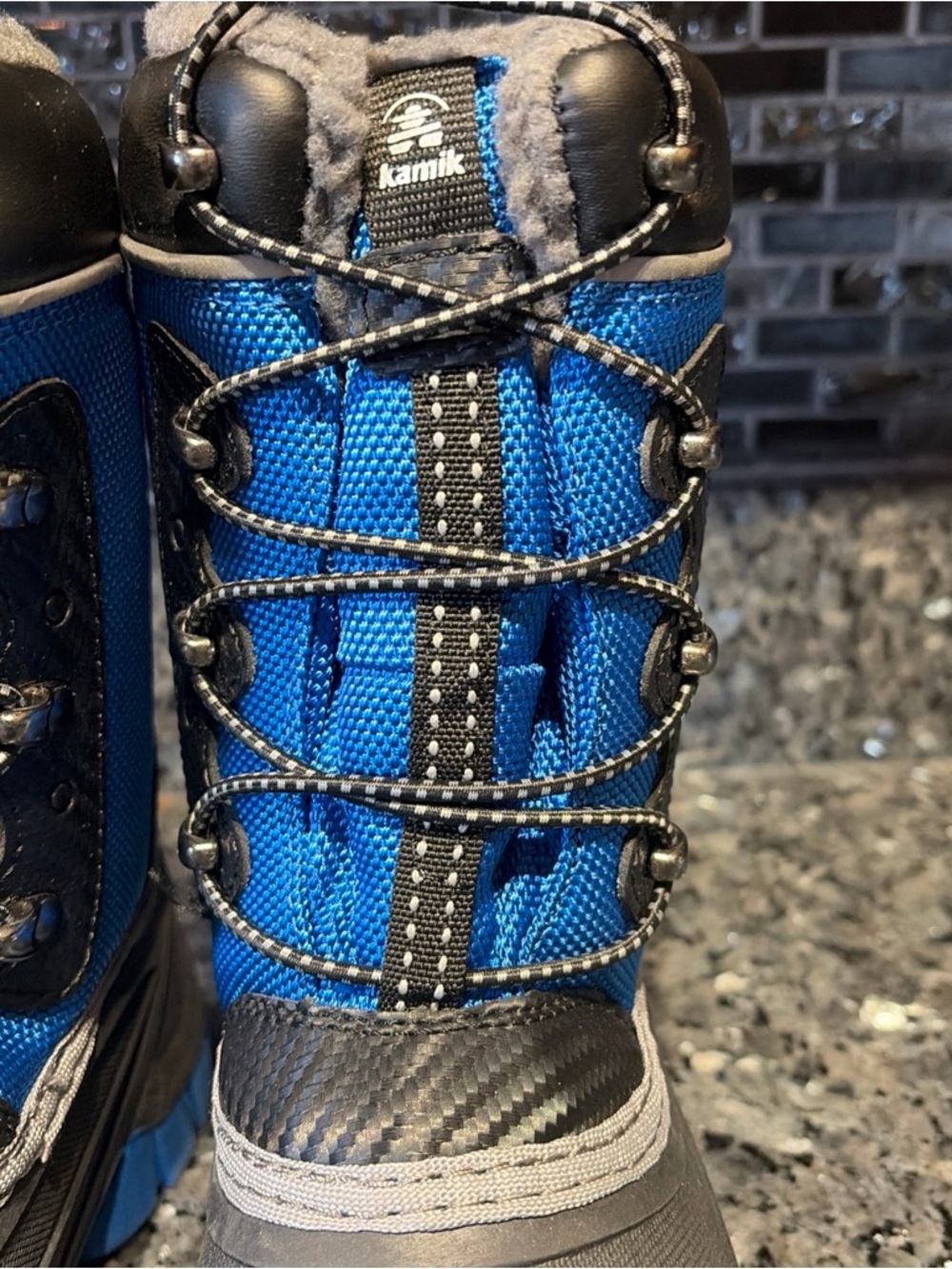 Kamik NWT Kids Size 1 Black Blue Luke 3 Winter Boots Snow Insulated Waterproof - Picture 4 of 8